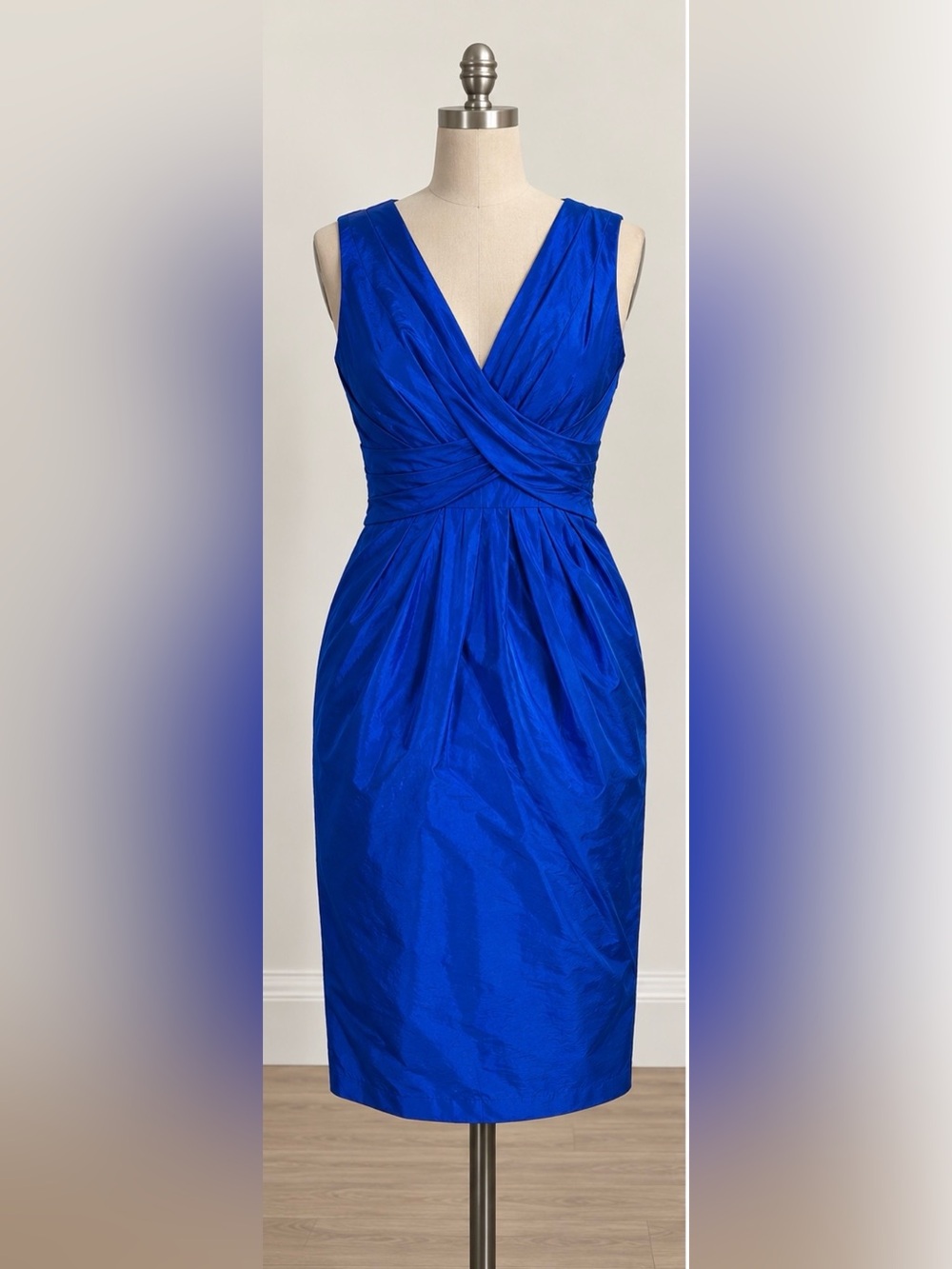 Moschino Royal Blue Ruched Wrap Sheath Dress